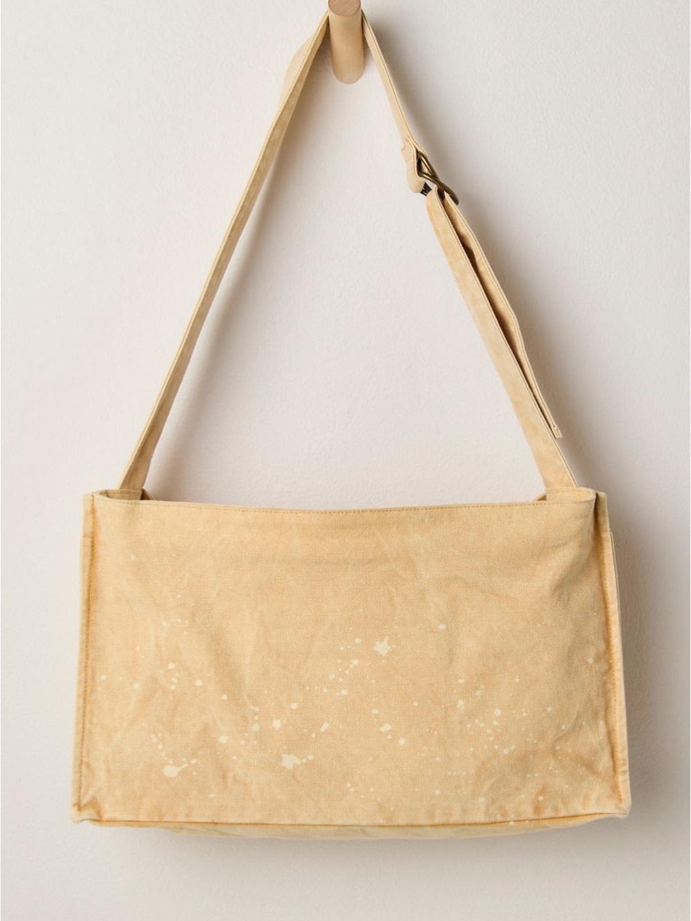 Free People Camp Crush Khaki Sand Distressed Canvas Shoulder Bag in Light Tan